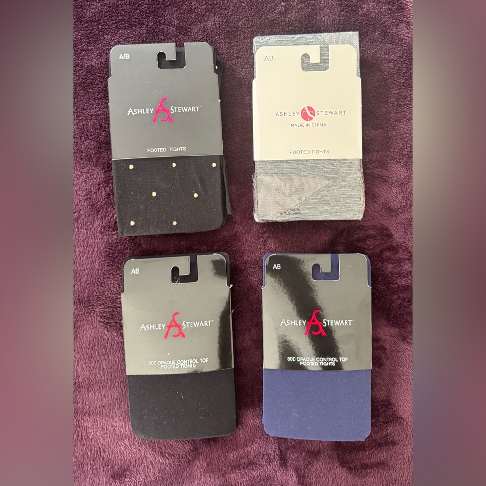 Ashley Stewart Black, Grey and Navy Footed Tights Set